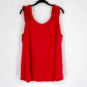 Cherry Girl Ruffle V Neck Tank Womens Size 3XL NEW